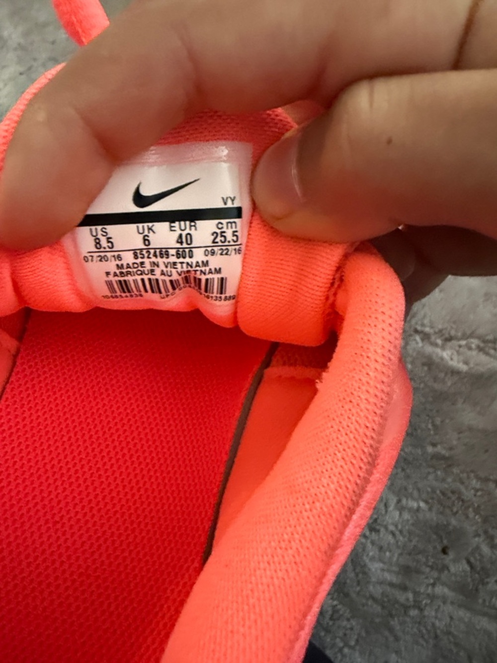 Nike Coral Pink Mesh Athletic Sneakers with Black Swoosh - Picture 6 of 8